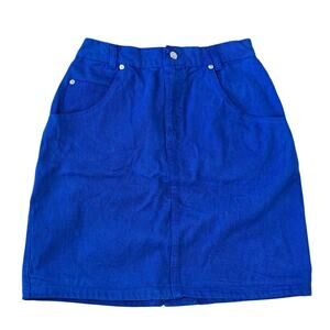 Vintage 90s Sostanza Cobalt Blue High Waist Denim Mini Skirt 9/10